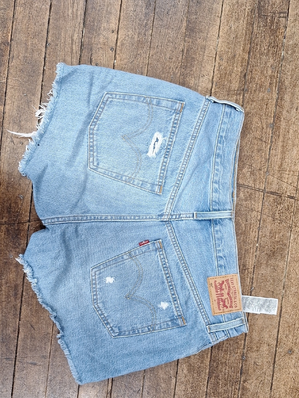 Levi Light Wash Distressed Denim Cutoff Shorts, Size 31